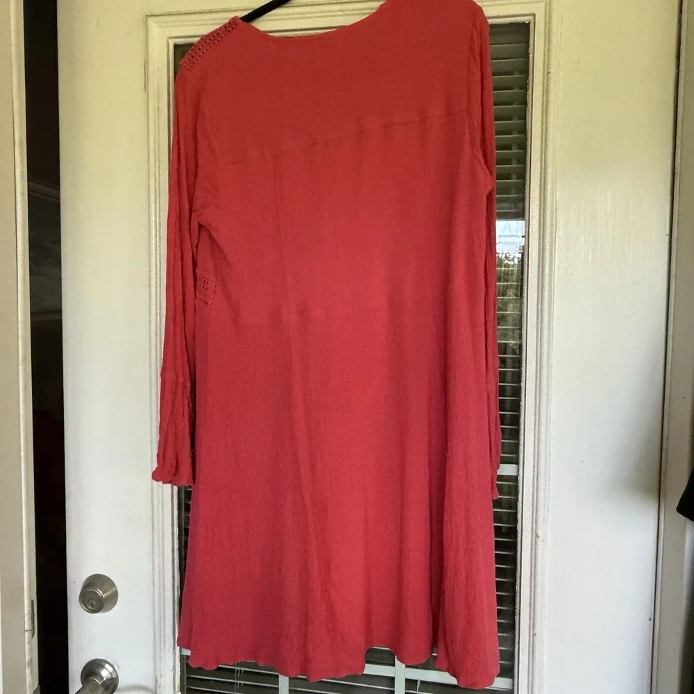Torrid Boho Gauzy Lined Midi Dress Watermelon Pink Sz L Cottagecore Prarie
